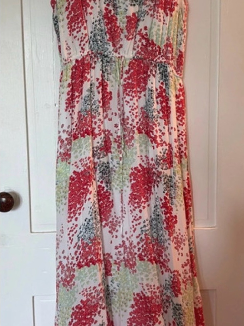 Lucky Brand Floral Red and Cream Maxi Dress